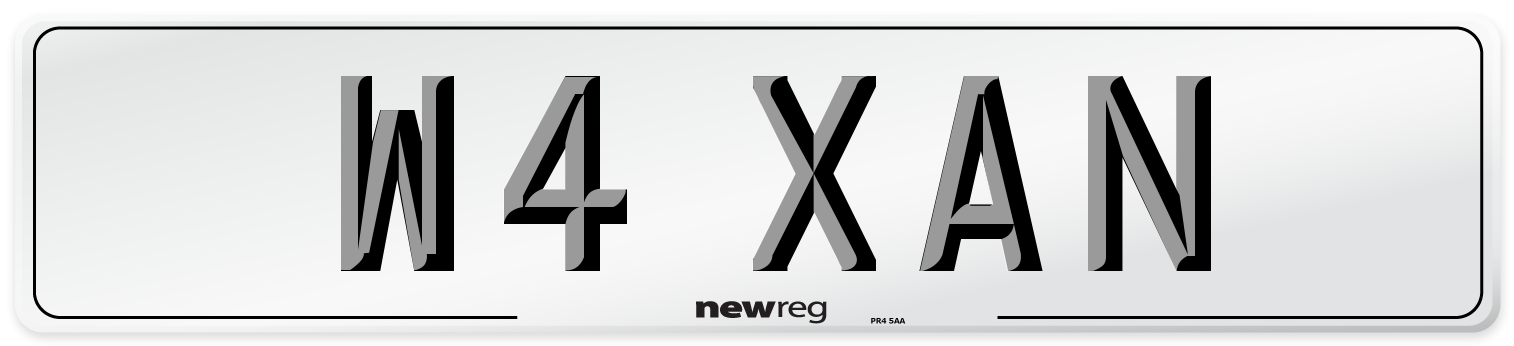 W4 XAN Number Plate from New Reg